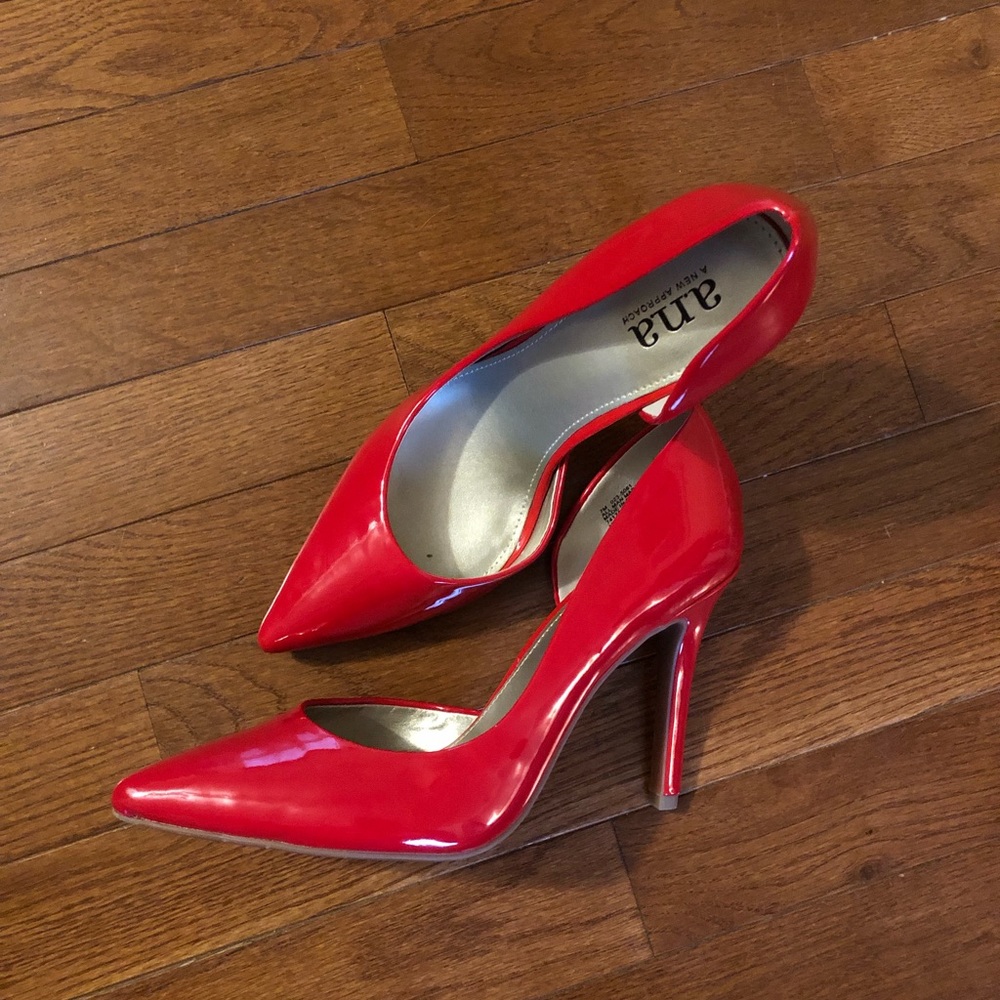 Red pointy toe heels